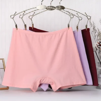 3pcs Cotton Women Panties Lady Plus Size Boxer Underwear High Waist Briefs Solid Color Female Shorts Safety Panty - Image 2