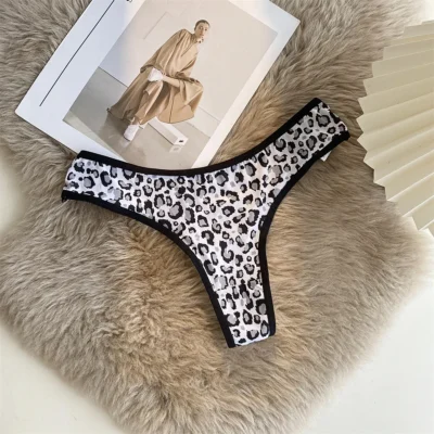 Low Cut Ultra Thin Thong Women Seamless T-shaped Panties Girls Bikini G-string Solid Leopard Underwear - Image 4