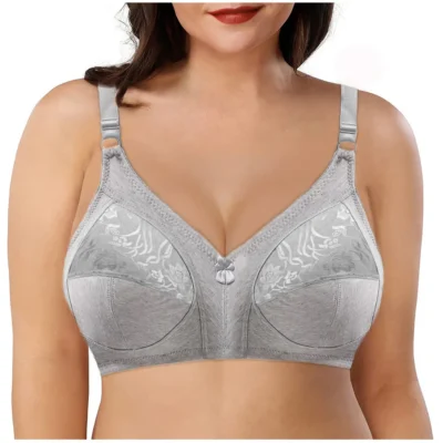 Seamless White Black Khaki Lace Bra Full-Coverage Big Cup C D E F G Support Push Up Bras For Women Sexy Comfort Cotton BHS C02 - Image 5