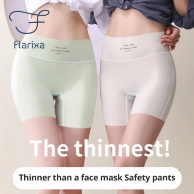 Flarixa Cool Sensation Pants for Under Skirt Women Boxers Underwear Ultra Thin Ice Silk Boyshort Anti Chafing Safety Pants - Image 2